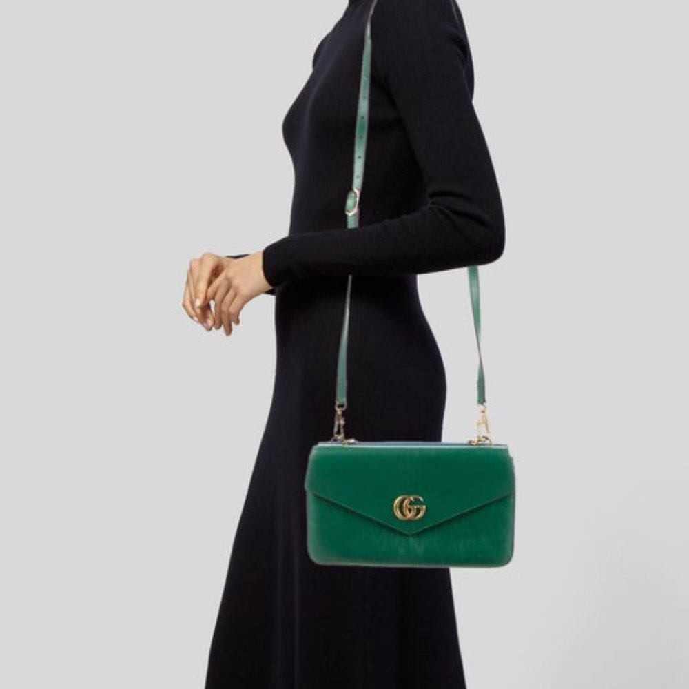 Gucci Thiara Double Envelope Shoulder Bag in Green NEW NEVER WORN W DUSTBAG - Picture 16 of 16